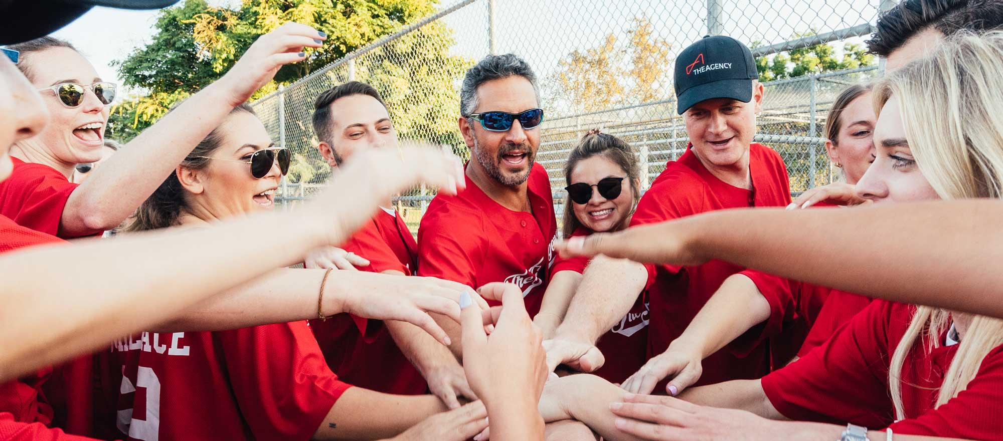 Mauricio Umansky with co-workers from The Agency in a team-building setting