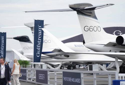 Gulfstream business jets on static display at NBAA 2022