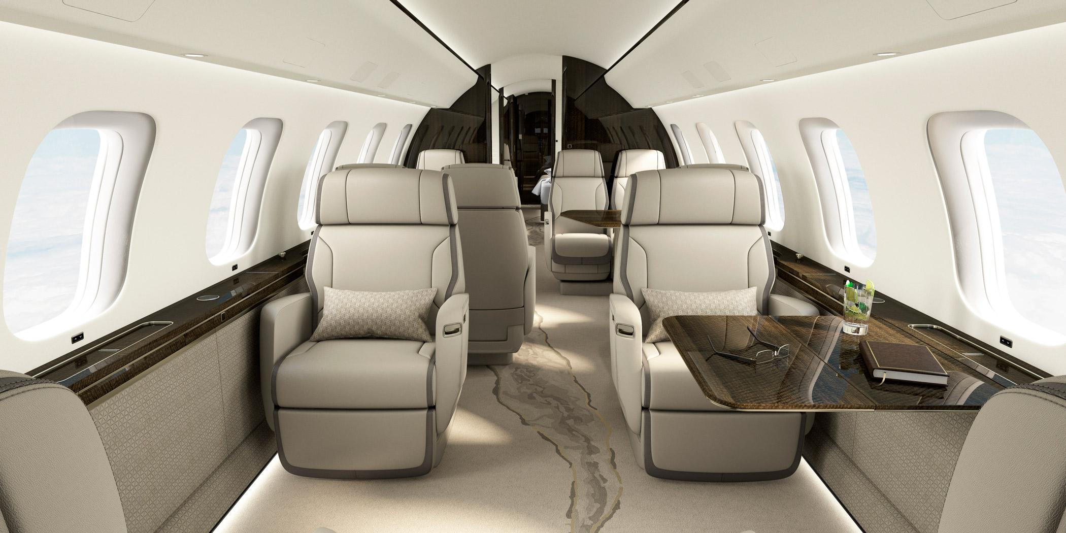 Like its predecessor, the Global 8000 features a three- or four-zone passenger cabin with the Lufthansa nice Touch cabin management system, Nuage zero-gravity single executive seats, and Soleil cabin lighting. 