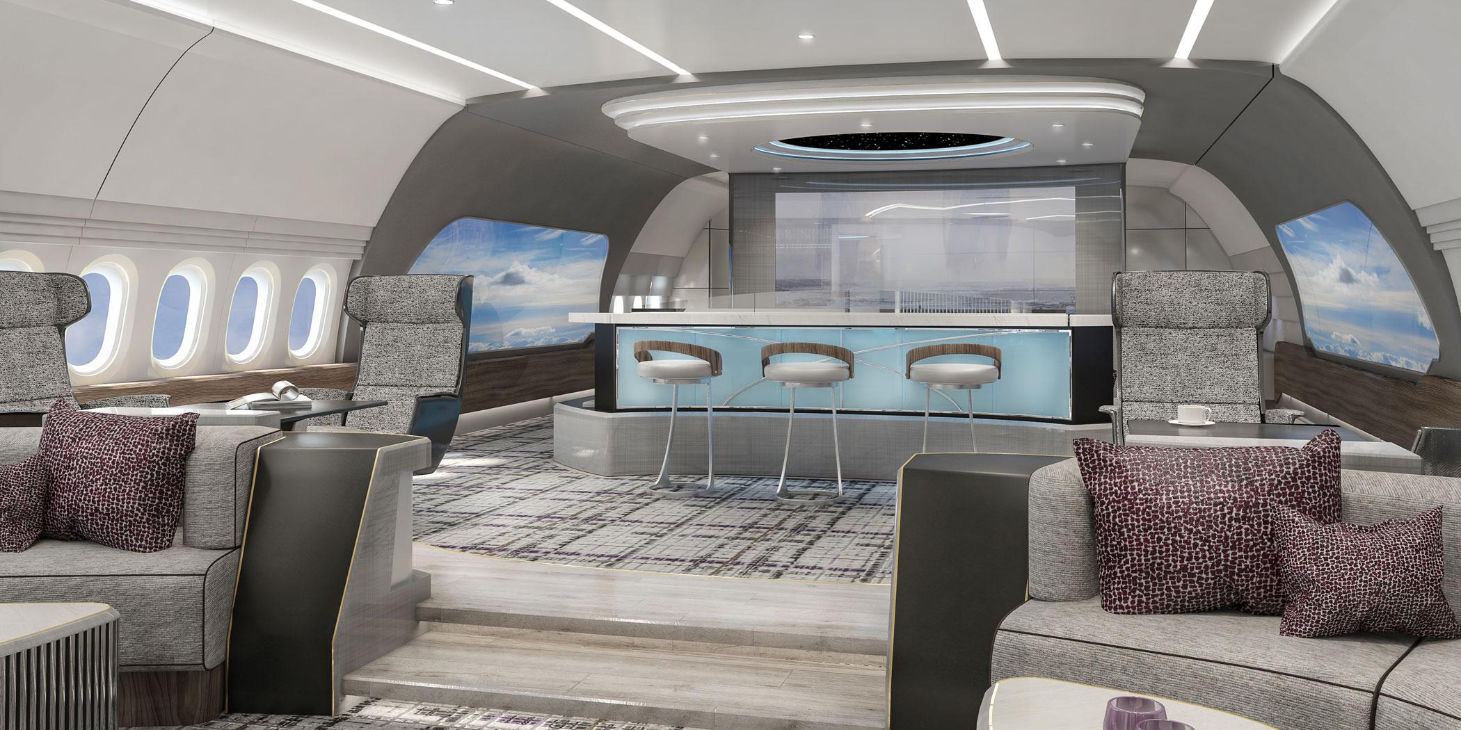 Greenpoint Technologies designed this lounge for a Boeing BBJ 777X