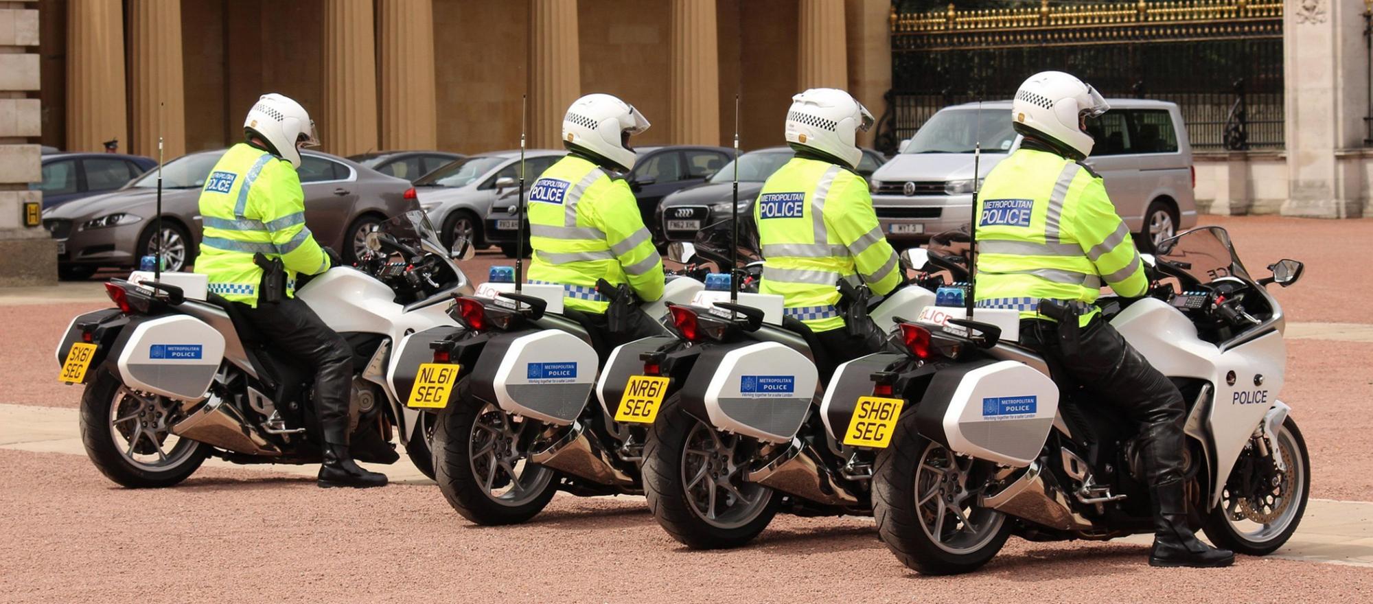UK police officers on motorbikes