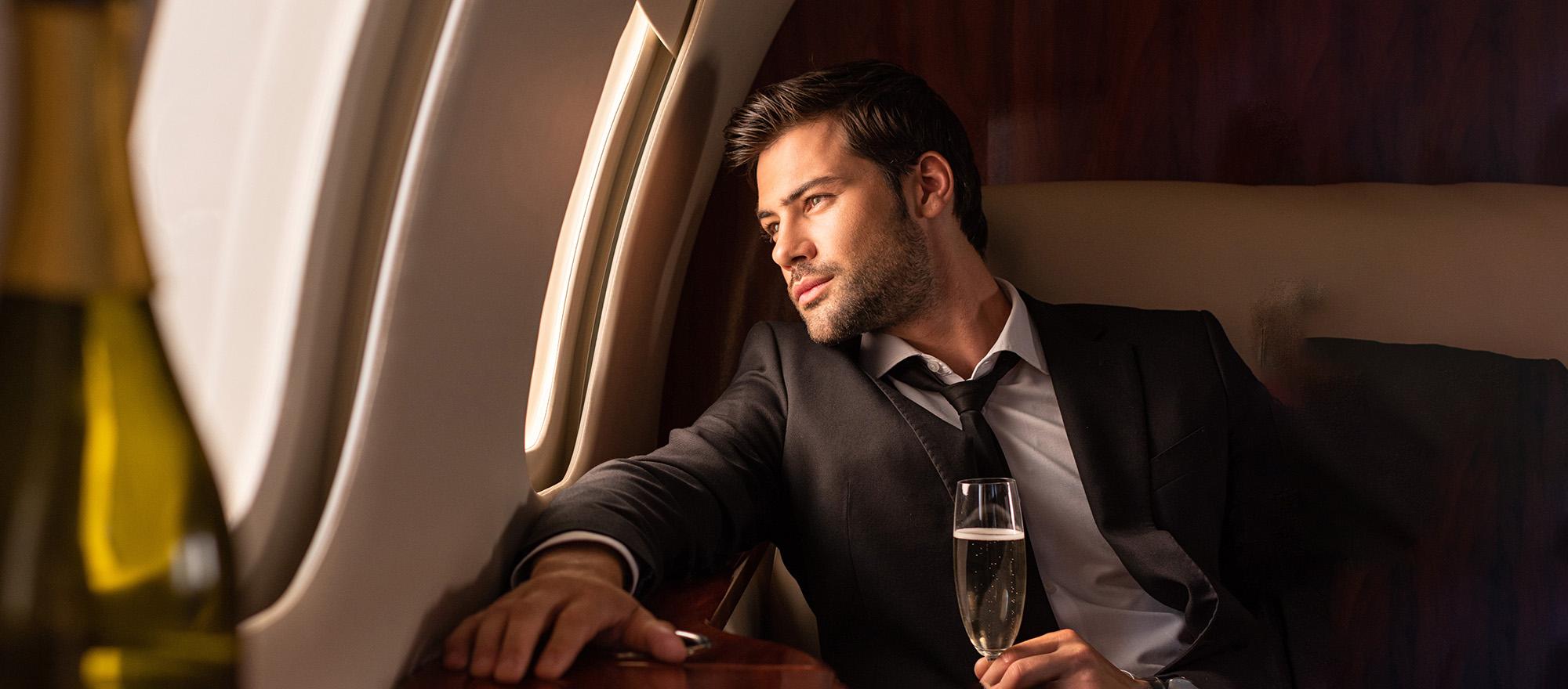 man on business jet