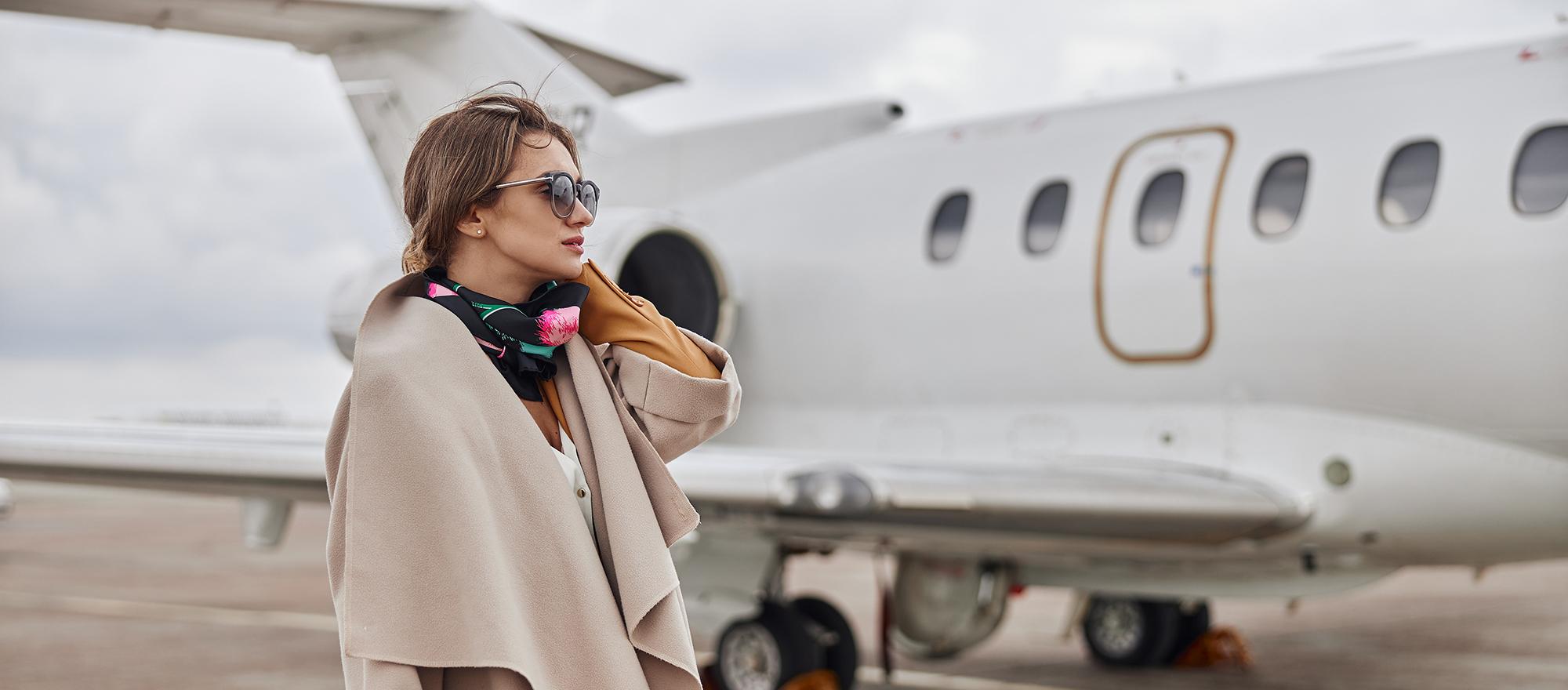 woman and business jet