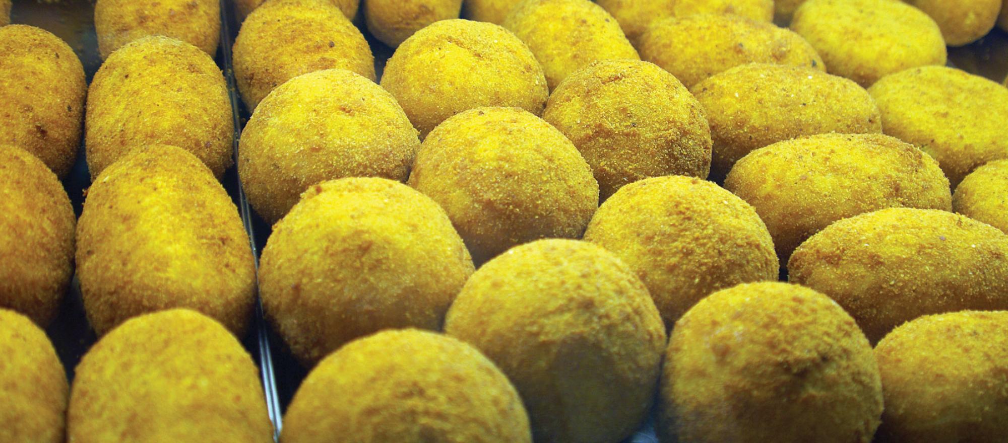 Local street food, arancini balls.