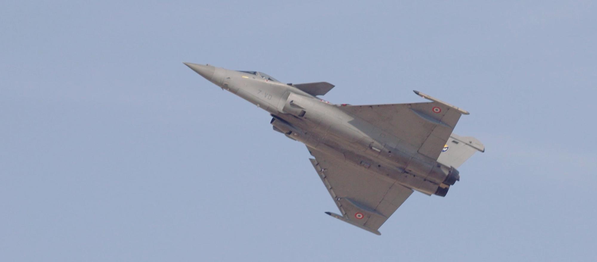 Dassault Rafale flying at Dubai Airshow 2025