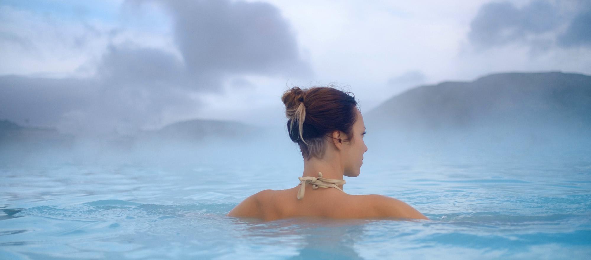 woman in hot spring