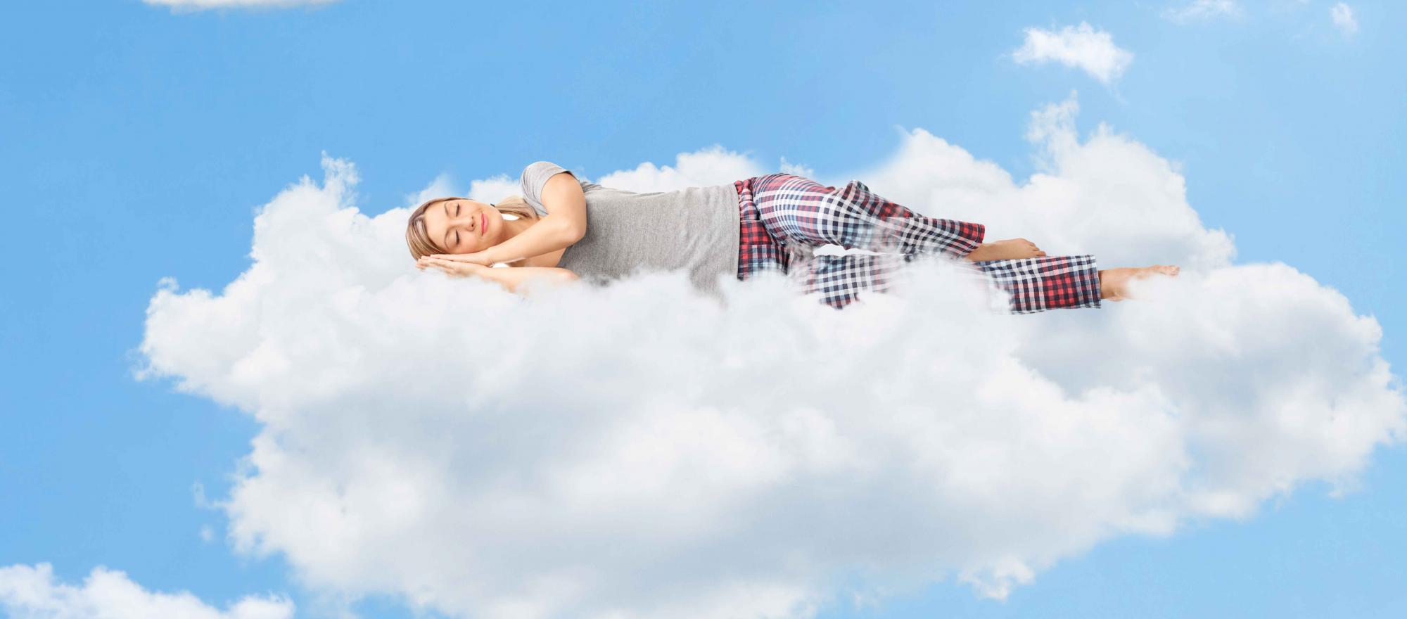 woman sleeping on cloud