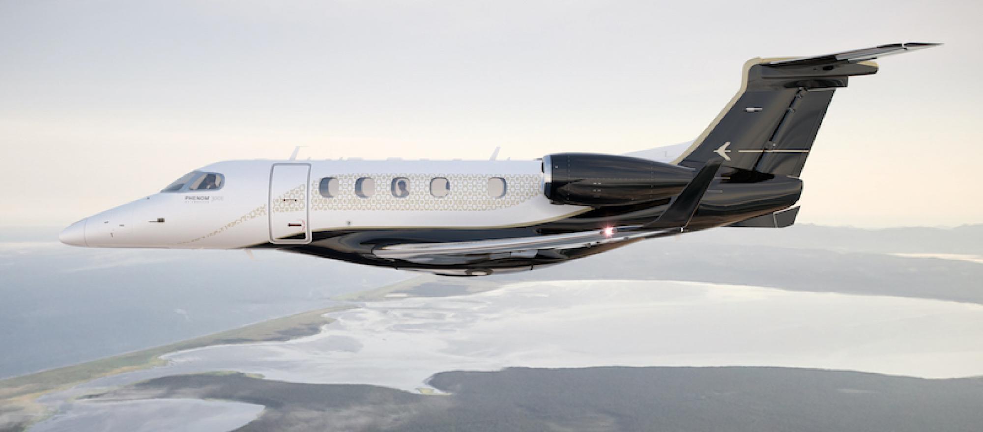 The upgraded Embraer Phenom 300E will come standard with additional speed and range, a quieter cabin, and more capable avionics. Deliveries are set to begin in May 2020. (Photo: Embraer Executive Jets)