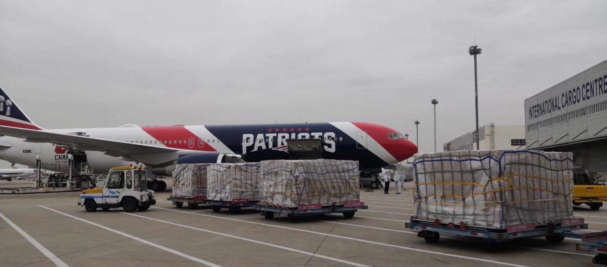 Robert Kraft, owner of the New England Patriots football team, volunteered use of the team's Boeing 767 to transport 1 million masks at the request of Massachusetts Governor Charlie Baker. (Photo: Universal Weather & Aviation)