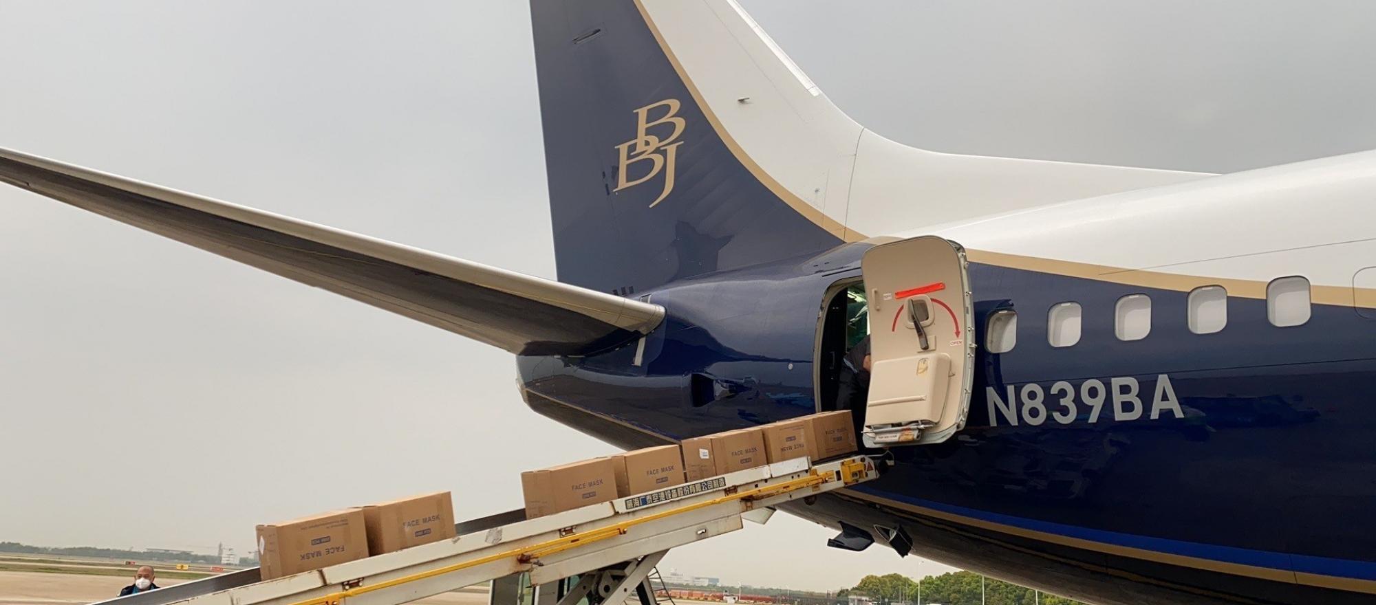 Boeing transported 540,000 medical-grade masks from China to New Hampshire using a BBJ 737 culled from its own corporate fleet. (Photo: Boeing)