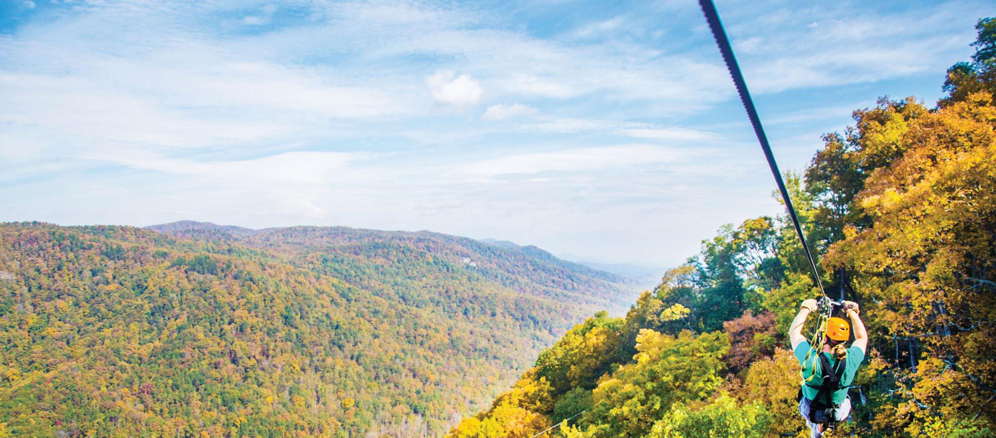 Ziplining provides stunning views in all seasons. (Photo: The Gorge Zipline)
