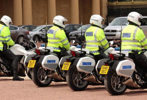 UK police officers on motorbikes