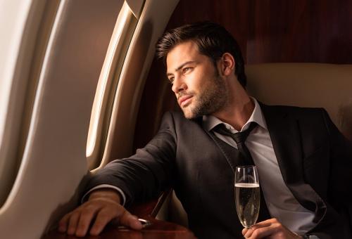 man on business jet