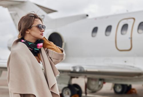 woman and business jet