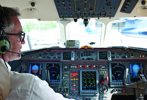 Bob Pittman in cockpit