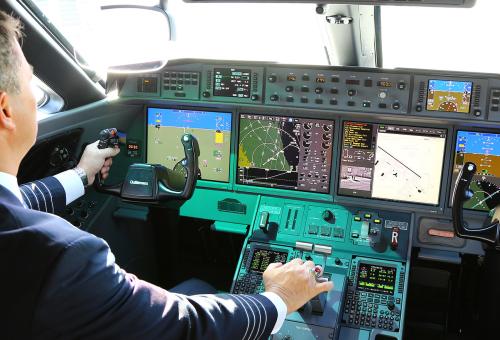 Pilot in cockpit
