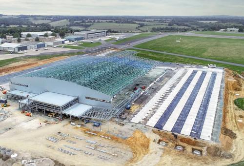 Bombardier hangar at Biggin Hill Airport, UK 
