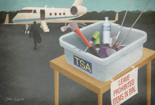 TSA Prohibited Items Bin.