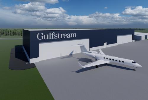 Digital rendering of Gulfstream's new Appleton paint hangar