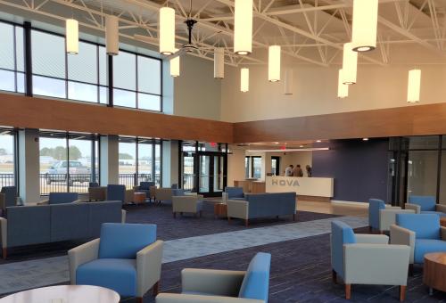 Interior of new Hova Flight Services FBO at Hanover County Municipal Airport
