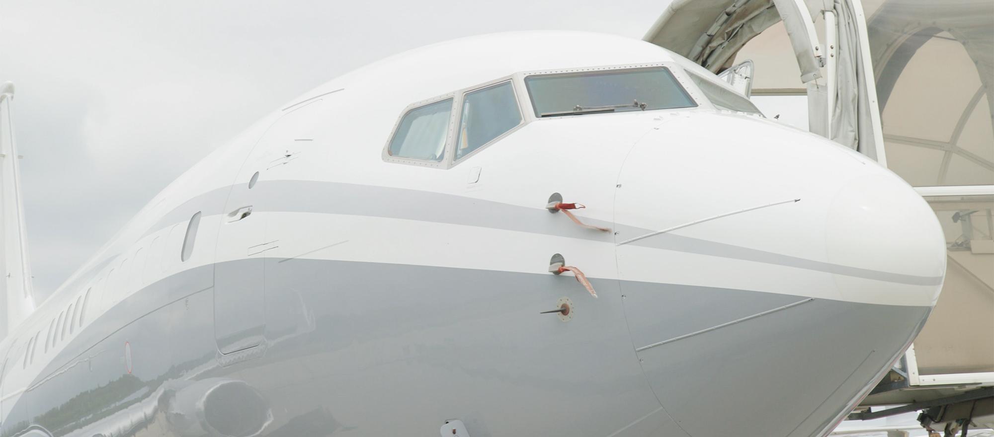 nose of Boeing 737 BBJ