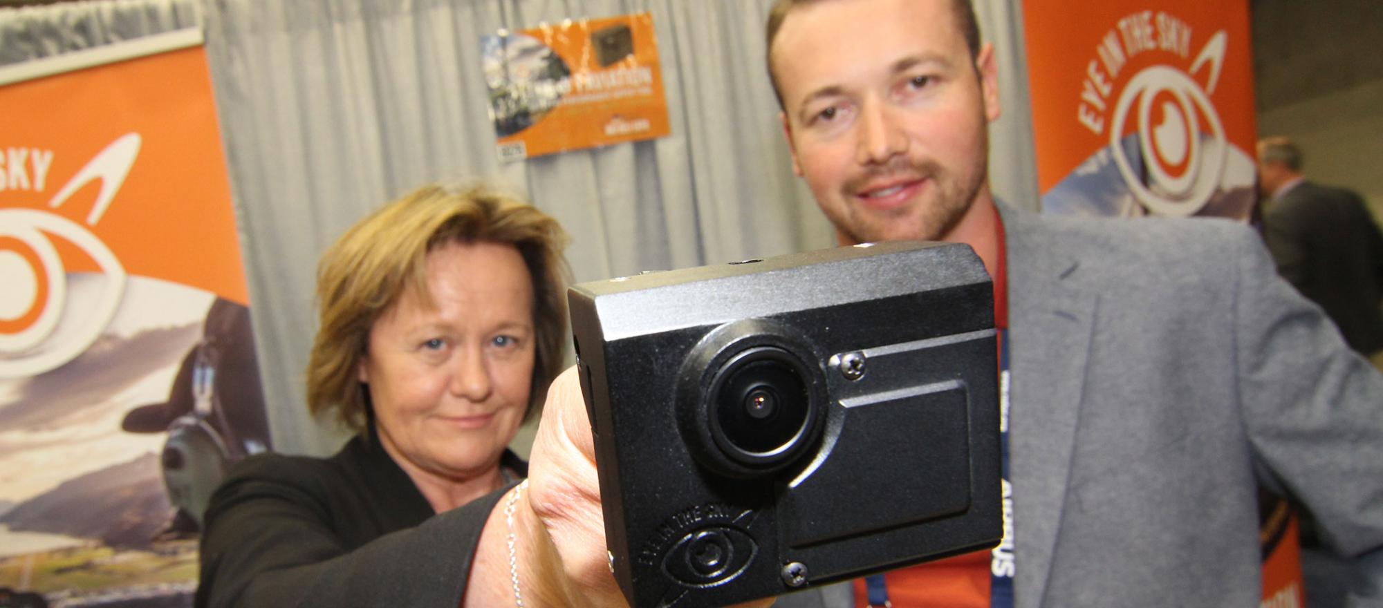 New Zealand air-tour CEO Louisa Patterson (left) has developed an in-cockpit video recorder and started Eye in the Sky to market the device. Photo: Mariano Rosales