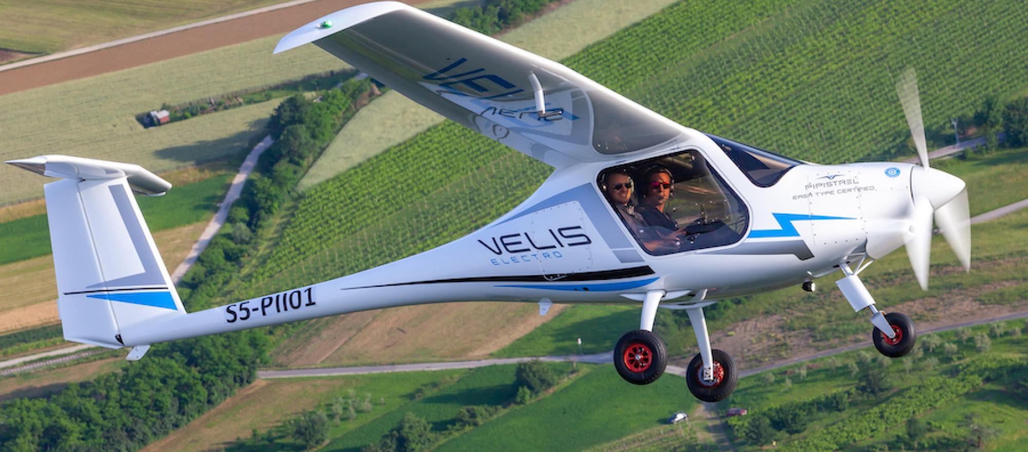 Pipistrel's Velis Electro is a two-seat electric-powered aircraft.