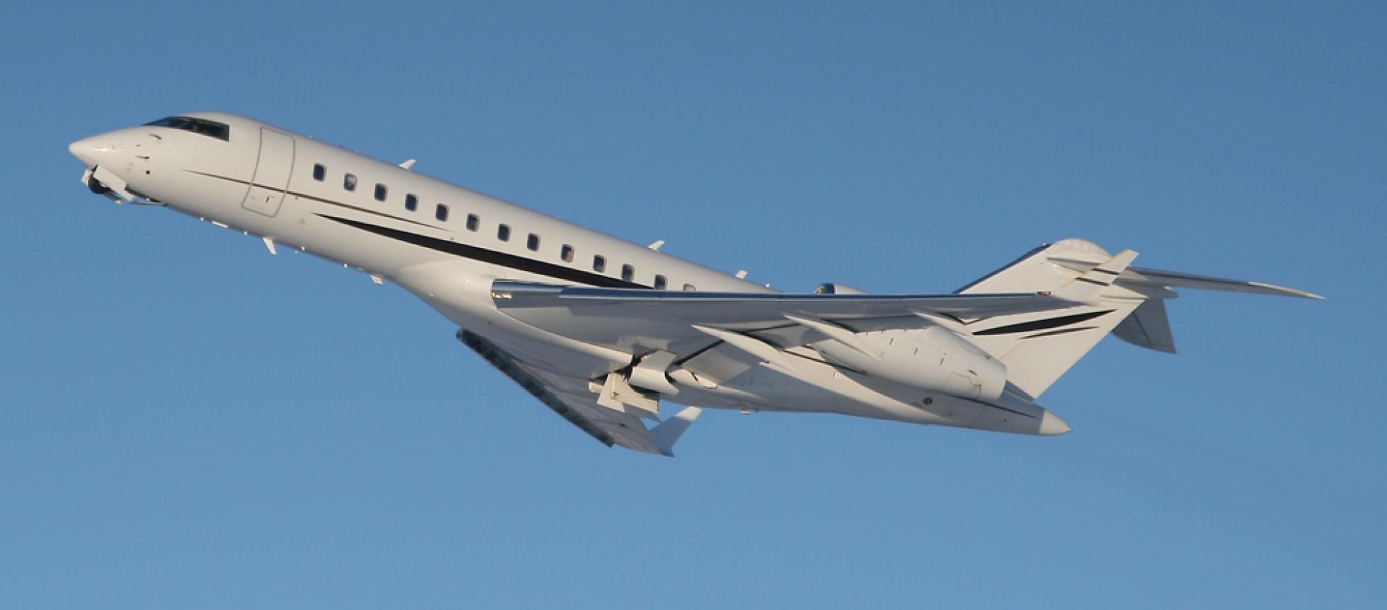 Bombardier Global Express business jet in flight