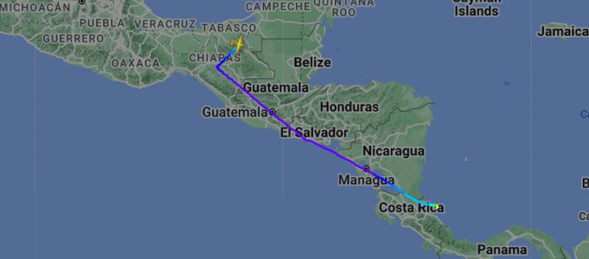 Final flight track of Piaggo Avanti II registered as D-ISRG before its crash into Caribbean Sea