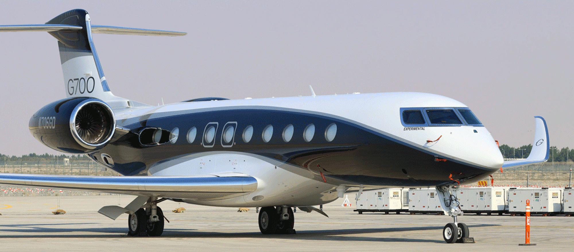 The ultra-long-range G700 parked on airport ramp