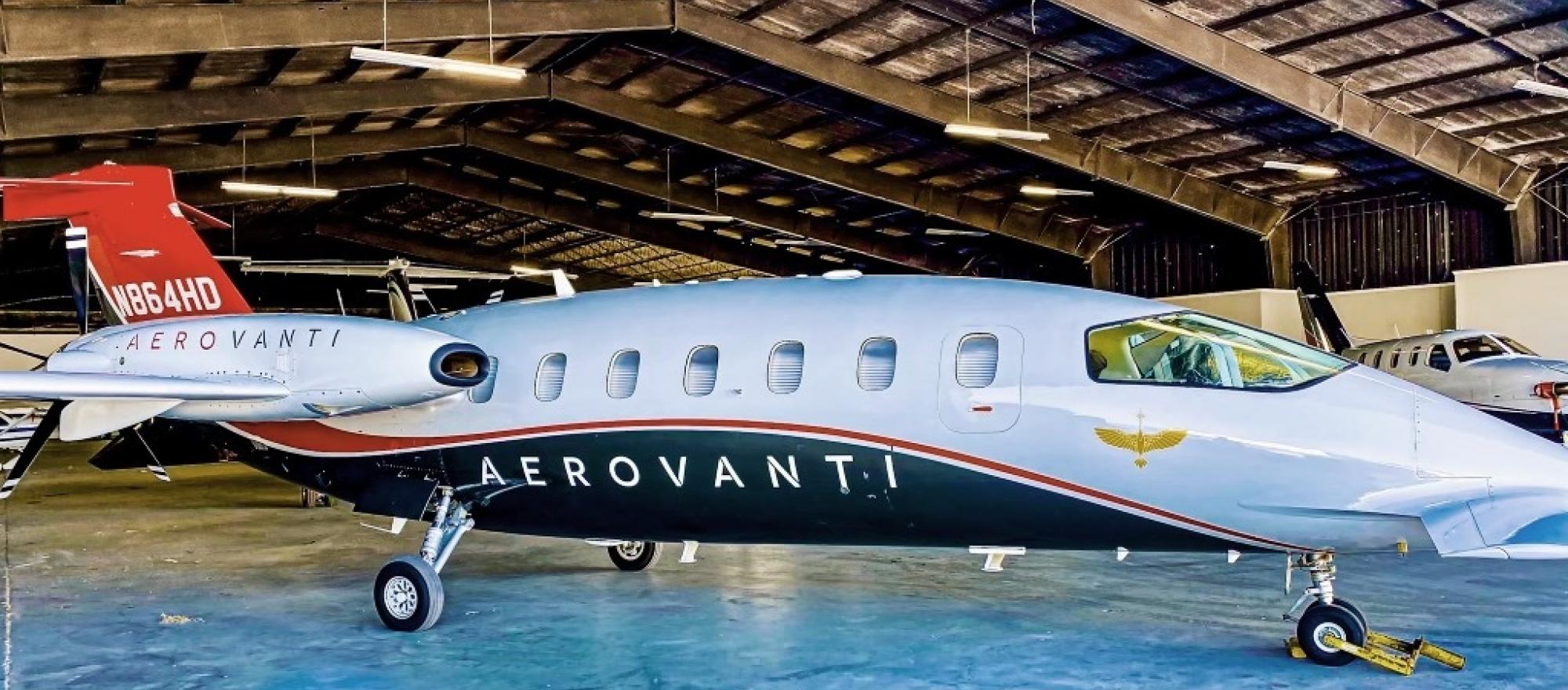 AeroVanti branded Piaggio Avanti P.180 in flight