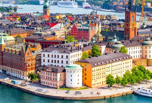 Stockholm old town (Gamla Stan) cityscape from City Hall top, Sweden. Photo: Adobe Stock