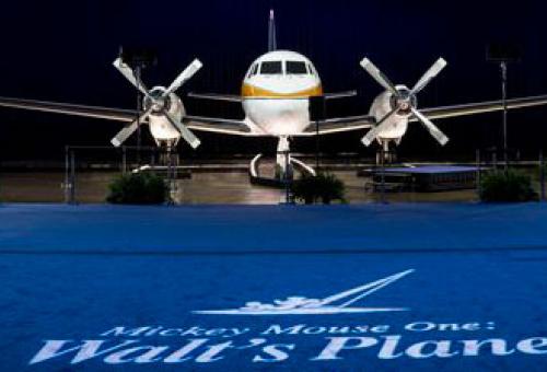 Walt Disney's Gulfstream I on display at the 2022 D23 Expo