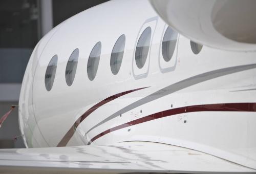 Rear sideview of windows along business jet