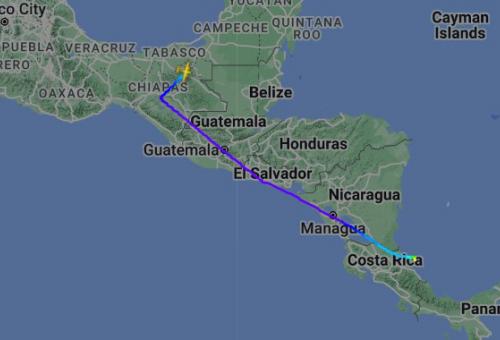Final flight track of Piaggo Avanti II registered as D-ISRG before its crash into Caribbean Sea
